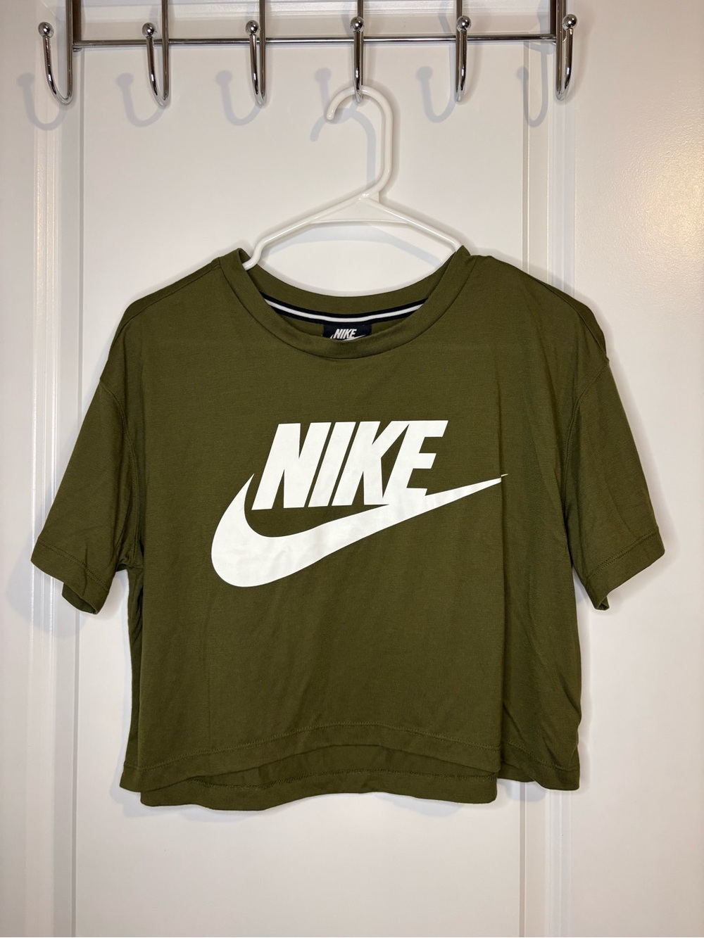 Nike Olive Green Crewneck Tee with White Logo
